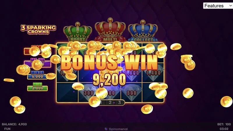 Ushindi wa bonasi wa 3 Sparking Crowns